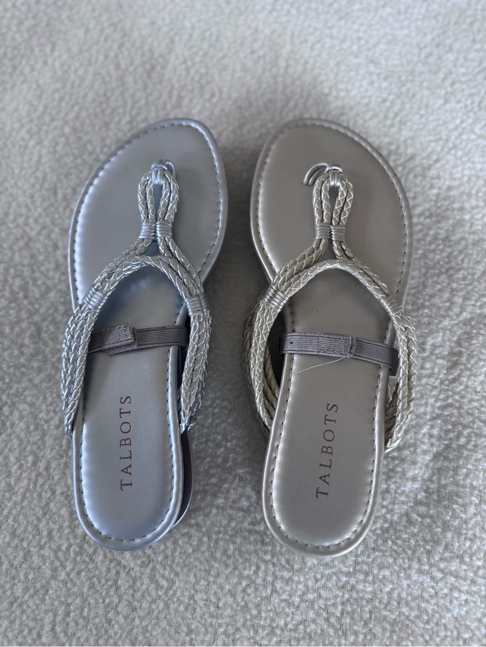 Talbots Silver and Gold Braided Thong Sandals - Women's